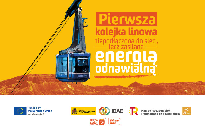 Kolejka linowa na Teide jest napędzana w 100% odnawialną energią słoneczną, nie będąc podłączoną do sieci elektrycznej